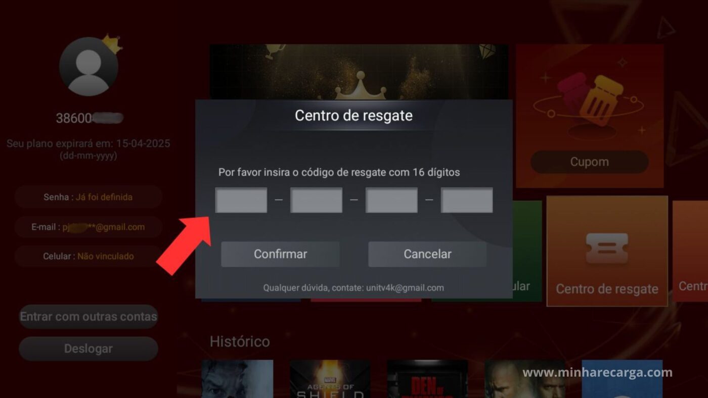 Ativar recarga Unitv